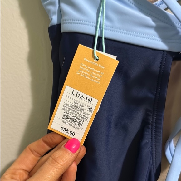 Kona Sol Women's Two-Tone Blue Swimsuit - Picture 7 of 8